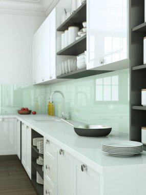 modern mutfak dekorasyon illüstrasyon