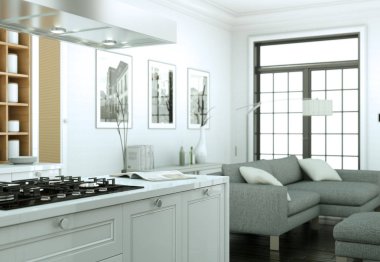 modern mutfak dekorasyon illüstrasyon