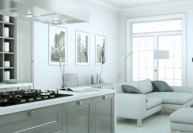 modern mutfak dekorasyon illüstrasyon