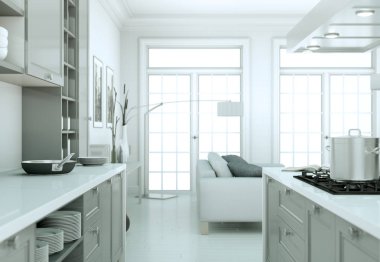 modern mutfak dekorasyon illüstrasyon