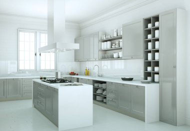 modern mutfak dekorasyon illüstrasyon