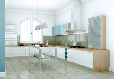 modern mutfak dekorasyon illüstrasyon