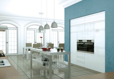 modern mutfak dekorasyon illüstrasyon