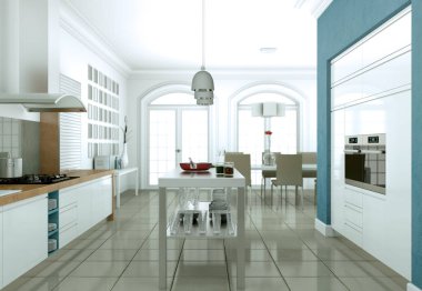 modern mutfak dekorasyon illüstrasyon