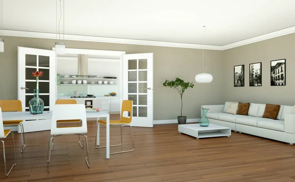 Moderno apartamento de diseño interior skandinavian brillante — Foto de Stock