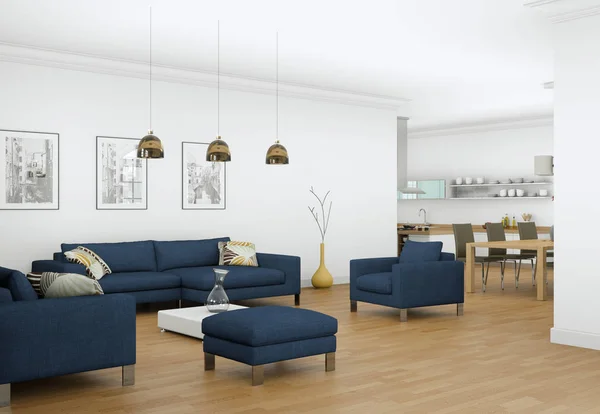 Moderno luminoso skandinavian interior design appartment — Foto Stock