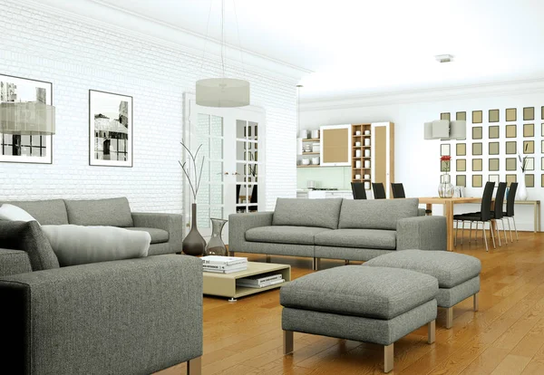 Modern parlak skandinavian iç tasarım Daire