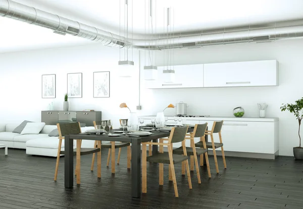 modern mutfak dekorasyon illüstrasyon