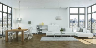 parlak modern yemek odası skandinavian iç tasarım