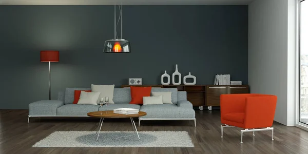 Moderno grigio interior design soggiorno — Foto Stock