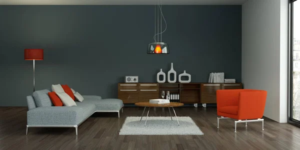 Modern grey interior design living room — Stock Photo, Image