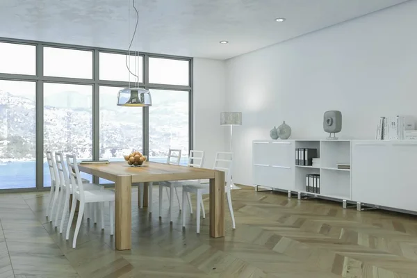 Modern bright dining room skandinavian interior design — Stock Photo, Image