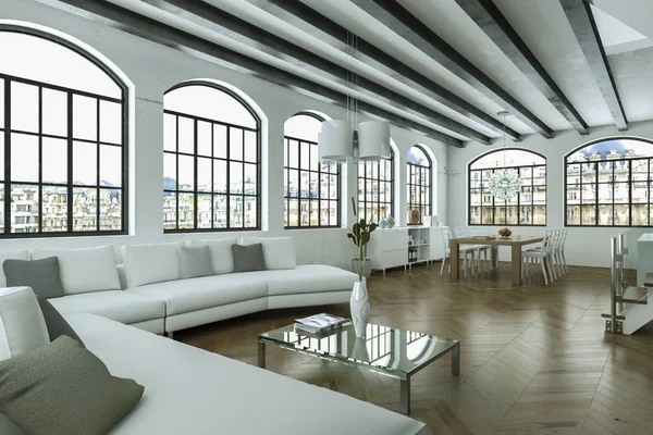 Moderno salón blanco diseño interior —  Fotos de Stock