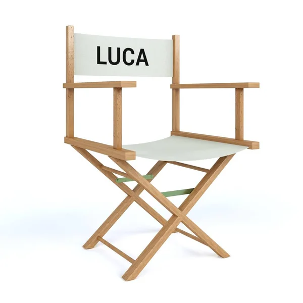 Luca written on director chair on isolated white background — Stock Photo, Image