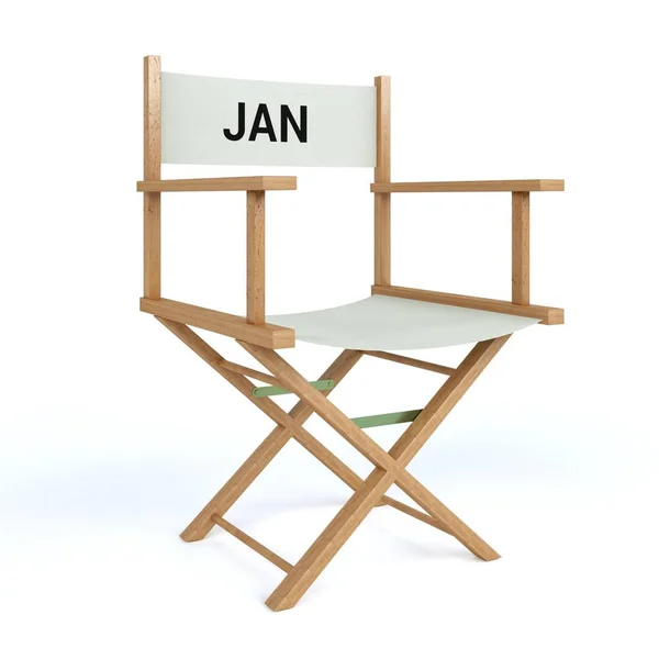 Jan written on director chair on isolated white background — Stock Photo, Image