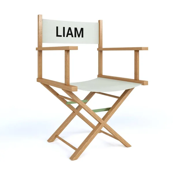Liam written on director chair on isolated white background — Stock Photo, Image