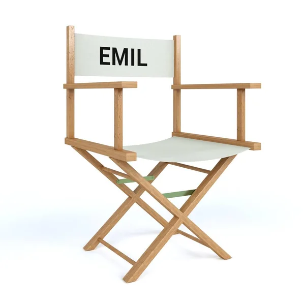 Emil written on director chair on isolated white background — Stock Photo, Image