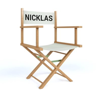 Nicklaswritten izole beyaz zemin üzerine yönetmen sandalyeye