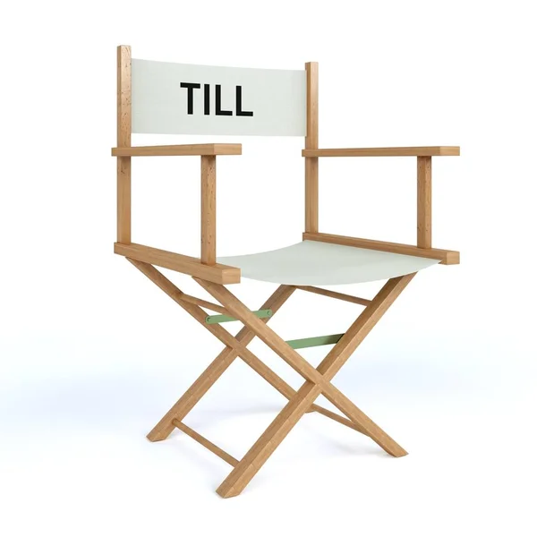 Till written on director chair on isolated white background — Stock Photo, Image