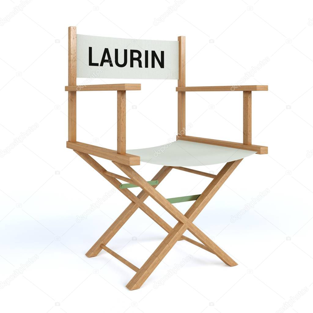 Laurin written on director chair on isolated white background