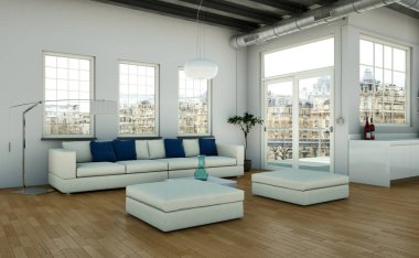 Modern parlak skandinavian iç tasarım Daire