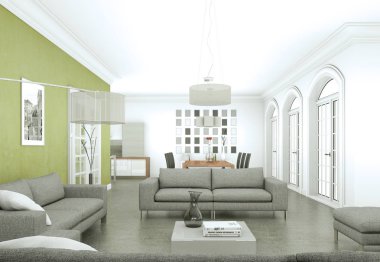 Modern parlak skandinavian iç tasarım Daire