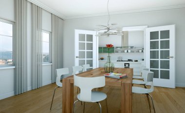 Yemek odası iç tasarım modern daire içinde