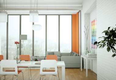 Yemek odası iç tasarım modern daire içinde