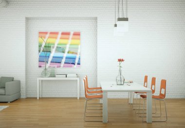 Yemek odası iç tasarım modern daire içinde