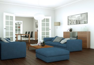 Modern parlak skandinavian iç tasarım Daire