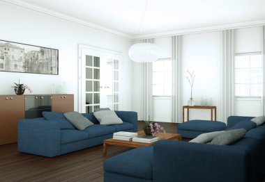 Modern parlak skandinavian iç tasarım Daire