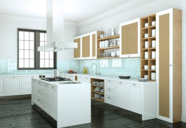 modern mutfak dekorasyon illüstrasyon