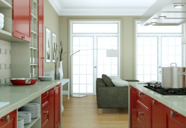 modern mutfak dekorasyon illüstrasyon