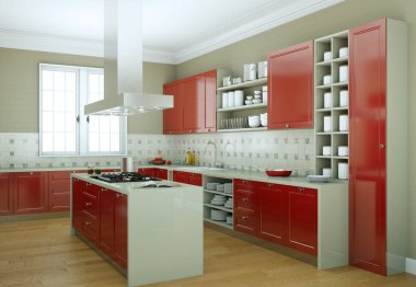 modern mutfak dekorasyon illüstrasyon