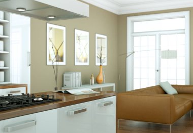 modern mutfak dekorasyon illüstrasyon