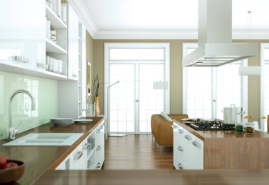 modern mutfak dekorasyon illüstrasyon