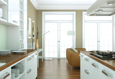 modern mutfak dekorasyon illüstrasyon