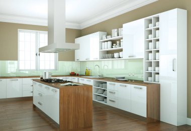 modern mutfak dekorasyon illüstrasyon