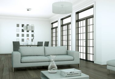 Modern parlak skandinavian iç tasarım Daire