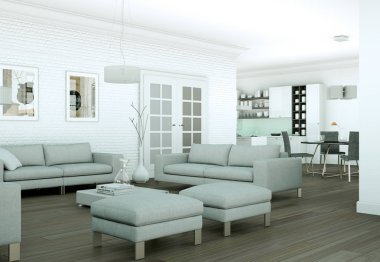 Modern parlak skandinavian iç tasarım Daire