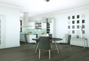 Modern parlak skandinavian iç tasarım Daire