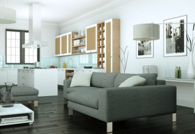 Modern parlak skandinavian iç tasarım Daire