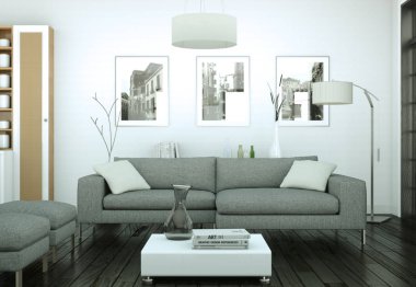 Modern parlak skandinavian iç tasarım Daire