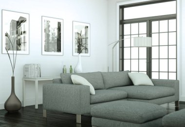 Modern parlak skandinavian iç tasarım Daire