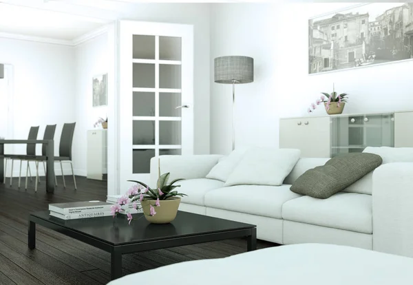 Moderno apartamento de diseño interior skandinavian brillante — Foto de Stock