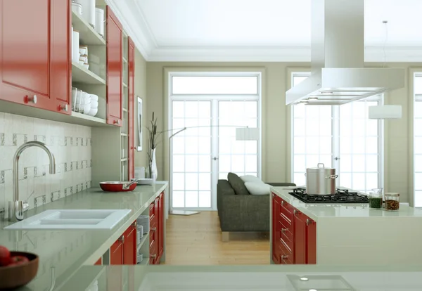 Cucina moderna interior design illustrazione — Foto Stock