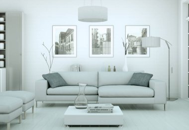 Modern parlak skandinavian iç tasarım Daire