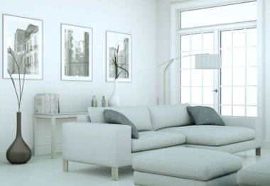 Modern parlak skandinavian iç tasarım Daire