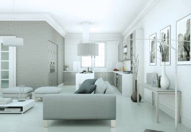 Modern parlak skandinavian iç tasarım Daire