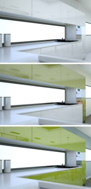 Güzel bir tasarım ile modern bir mutfak üç renk varyasyonları